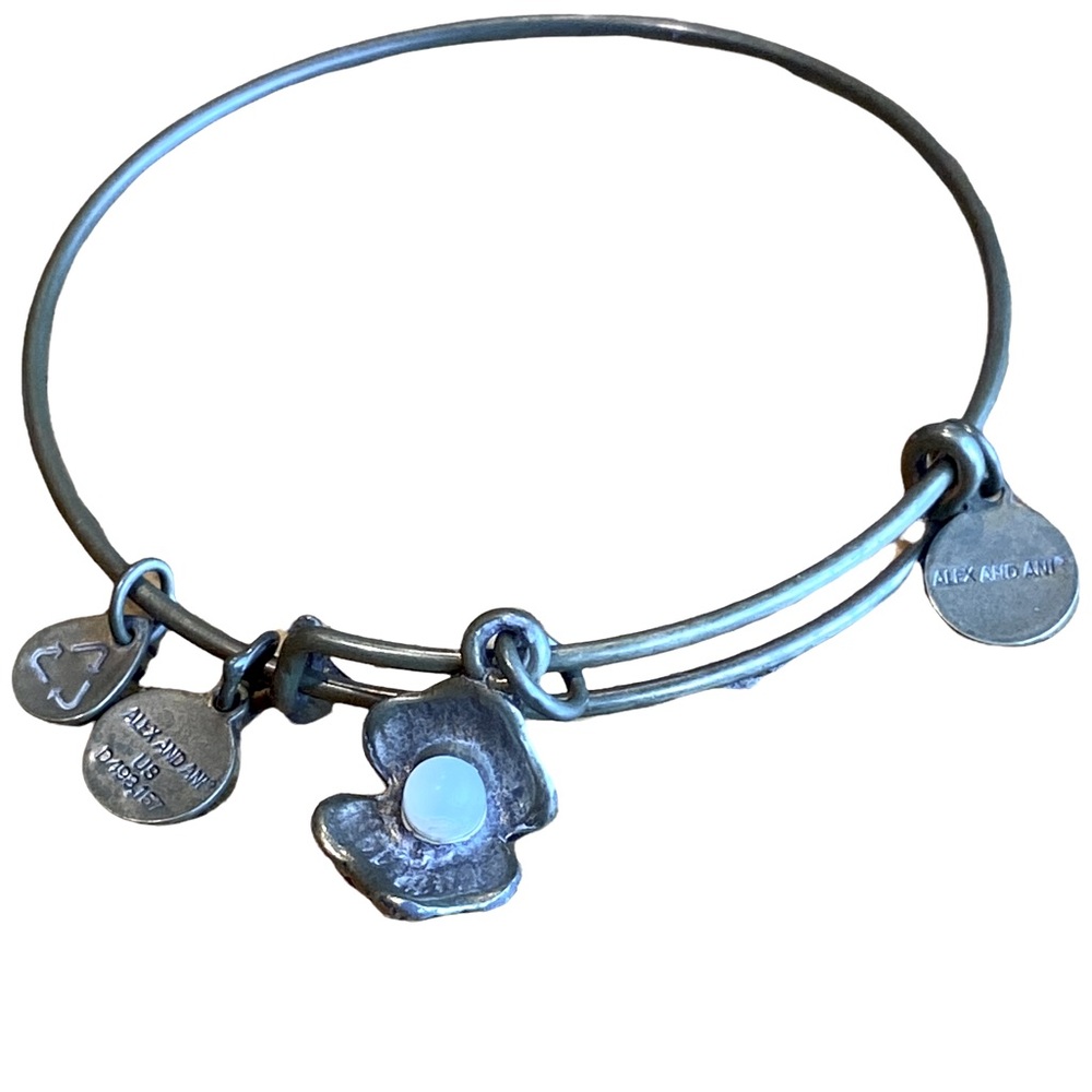 Alex and Ani Gold Tone Charm Oyster with Pearl with 3 Small Charms